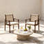 Chaise de salle à manger d'extérieur, chaises de patio en bois d'acacia et rotin tissé en osier, siège de fauteuil d'extérieur