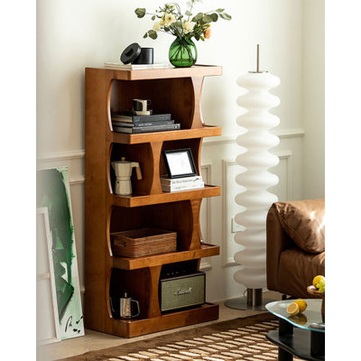 Practical Solid Wood Asymmetrical Open Shelving Unit
