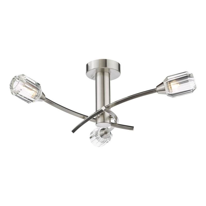 Flush Mount, 18 cm H x 52 cm W x 52 cm D, 3 Lights