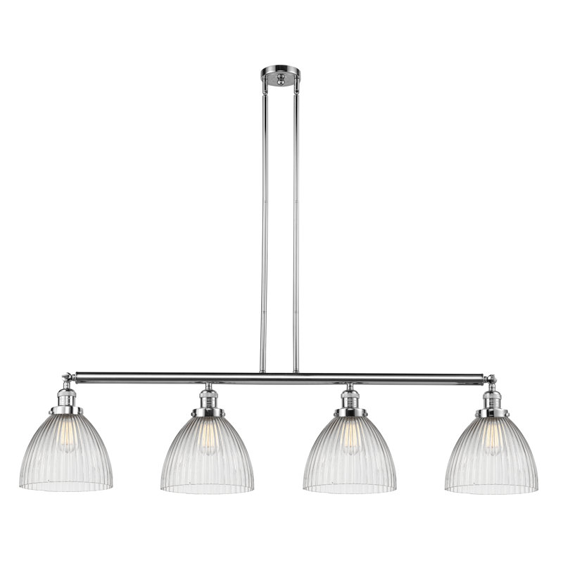 Luminaire suspendu linéaire à 4 lumières pour îlot de cuisine Tallulah, Or satiné, Ampoule DEL rétro de 3,5 watts