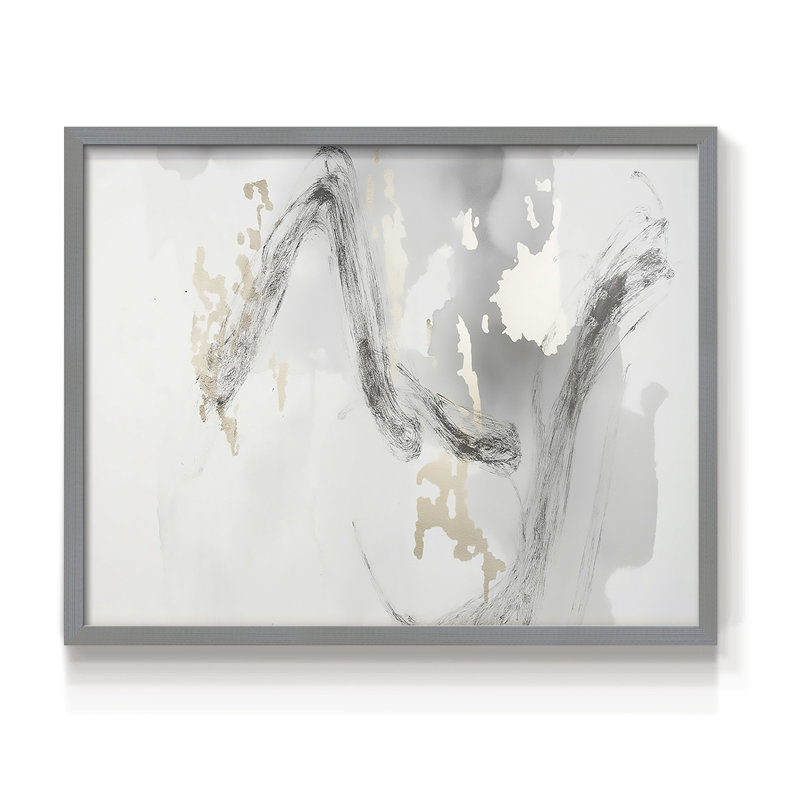 Abstract Series-XXXVI -Framed Print - Restickable, Grey, 16" H x 20" W