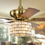 Pagamon Brass 3-light 5-blade Wooden Lighted Ceilng Fan With Opaque Glass Weave Shade