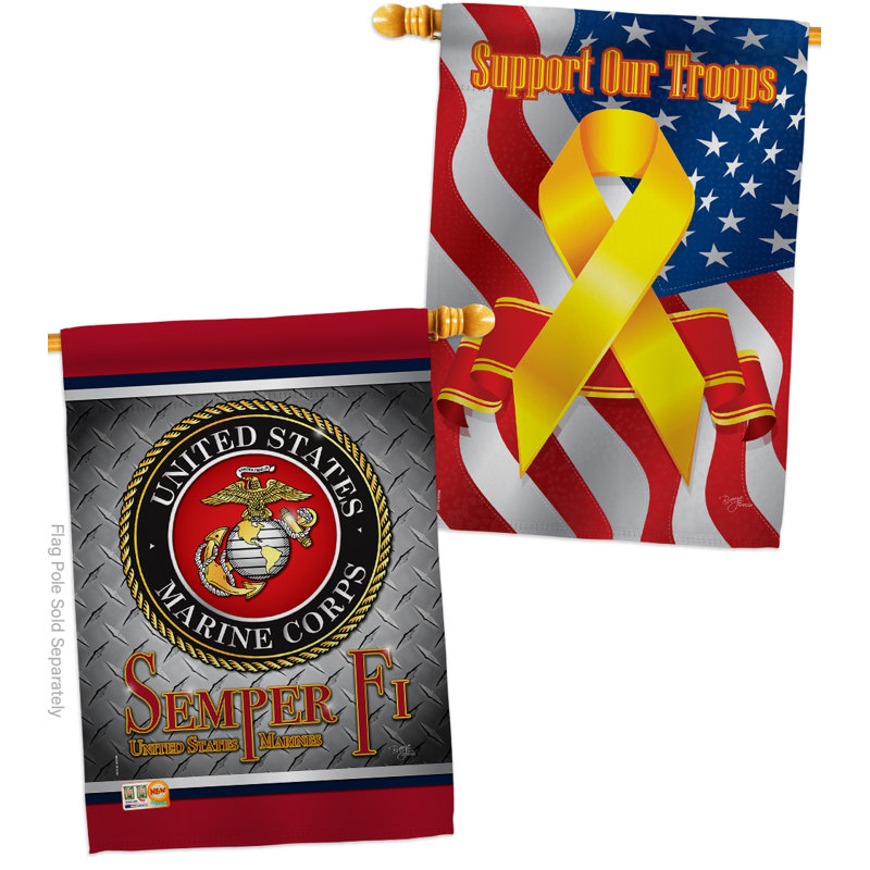 40 x 28 po en polyester à 2 faces semper fi american marine drapeau maison