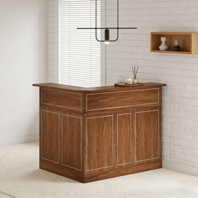 L-Shaped Bar Table 4-Tier Bar Cabinet Reception Desk