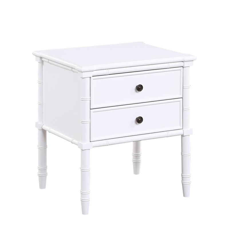 Table de chevet 2 tiroirs Emmett - Blanc, Blanc