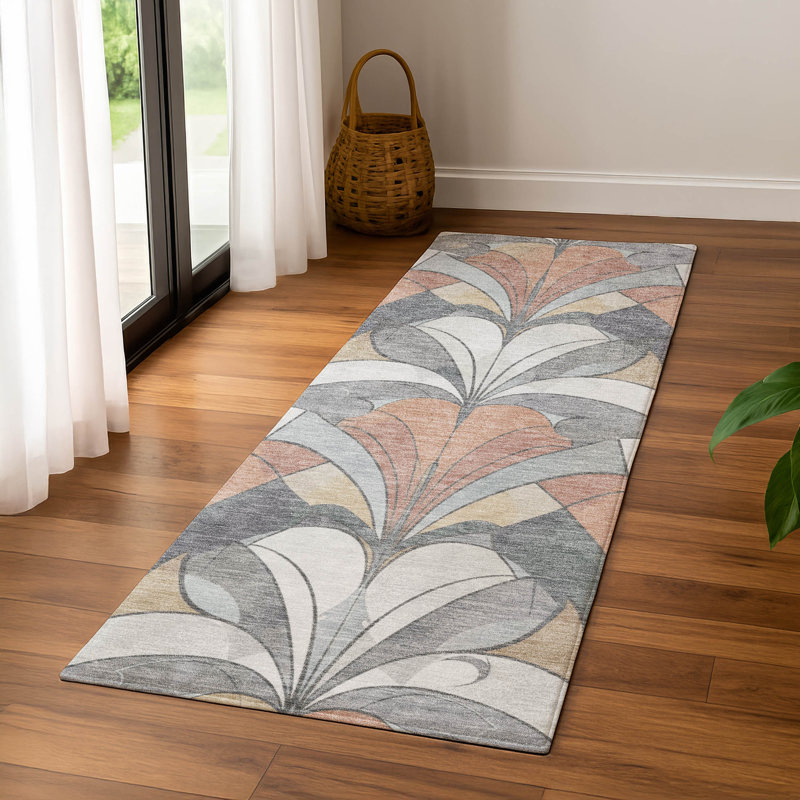 Tapis moderne lavable à la machine de qualité supérieure Mayfield, Gris, Tapis de couloir 2 pi 3 po x 7 pi 6 po