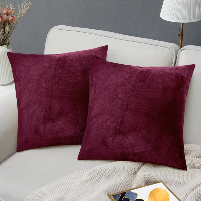 Heavy Crushed Velvet Cushion Cover, Burgundy