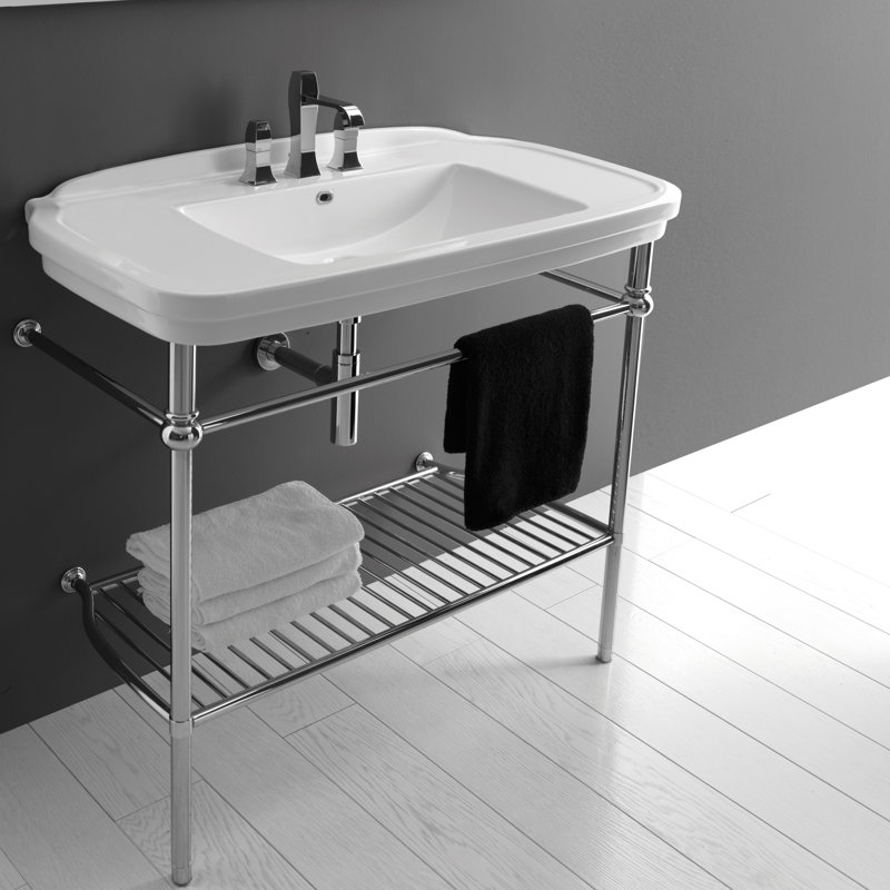 Lavabo de salle de bain console avec trop-plein 30,7 po Nova