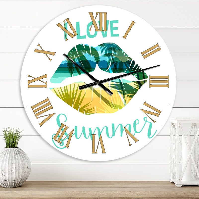 I Love Summer Tropical Beach - horloge murale moderne, Surdimensionné