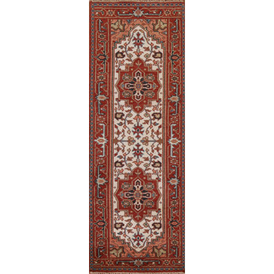 One-of-a-Kind 2'7'' X 8' New Age Runner Wool Area Rug in Ivory