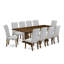 Ensemble de table de salle à manger 11 pièces moderne comprenant une table rectangulaire en bois avec rallonge amovible et 10 chaises Parsons en tissu gris, noyer antique-1704496094-1704496095-1638574053