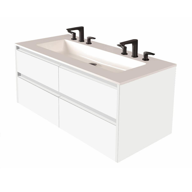 Kubitop 48'' W Single Vanity, 8" Centers, Gloss White, White