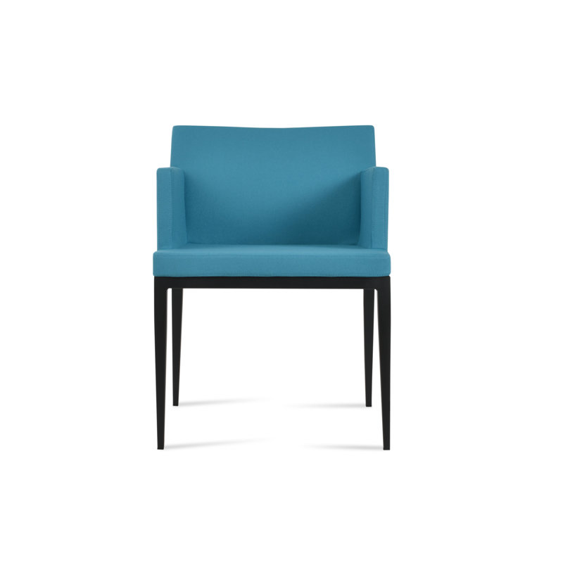Chaise avec accoudoirs à dossier rembourré Soho, Noyer, Turquoise