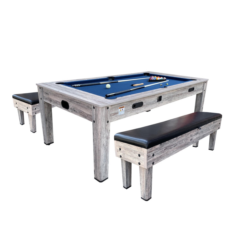 Rack Luxor 7.5-Foot 4-In-1 Multi-Game Swivel Billiard/Pool Table (Blue Felt With 2 Bench)