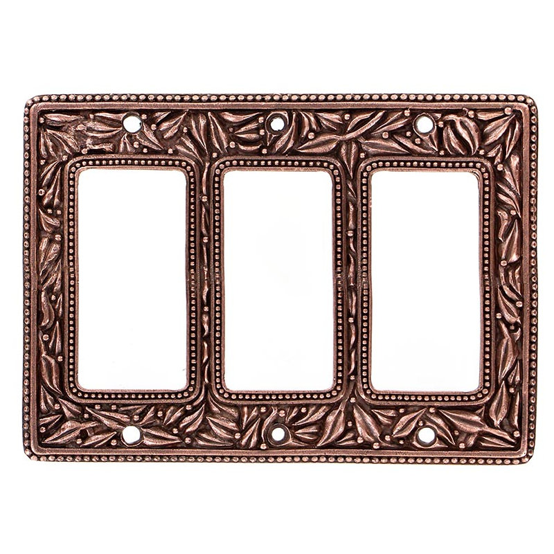 San Michele 3-Gang Rocker Combination Wall Plate, Antique Copper, 4.5" H x  6.25" W x 0.25" D