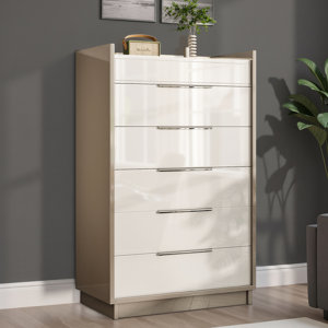 Highgloss 50.2" Tall 5 Chest Dresser of Drawers With Mirror