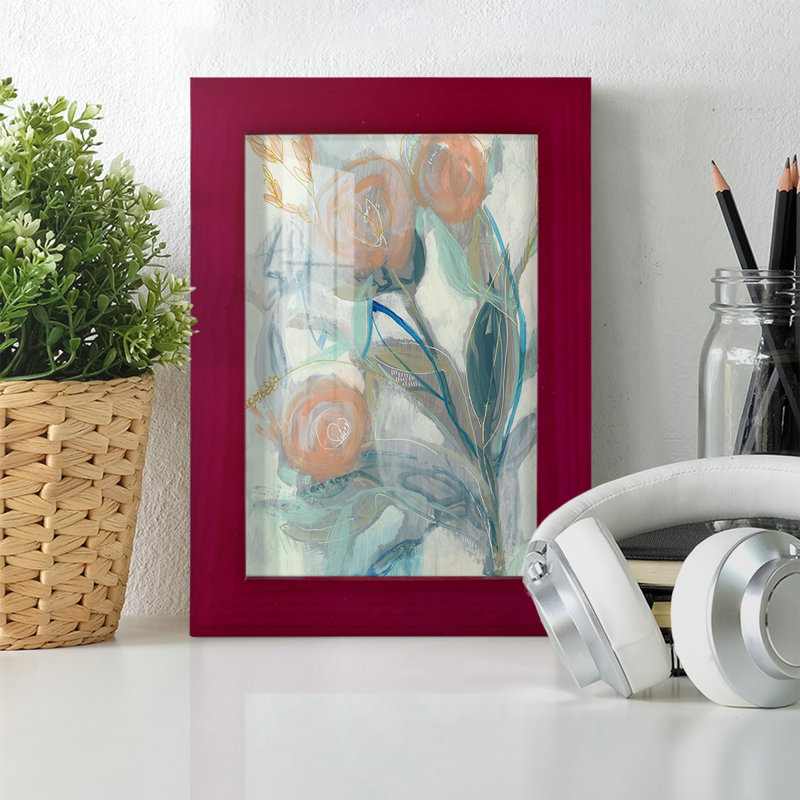 «Flower Grouping I», impression sur papier, Rouge, H 6 po x l 4 po x P 1 po