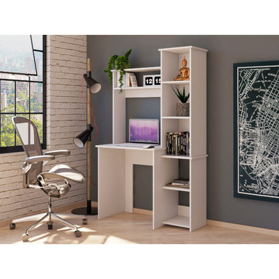 Bureau, cinq tablettes, deux tablettes supérieures