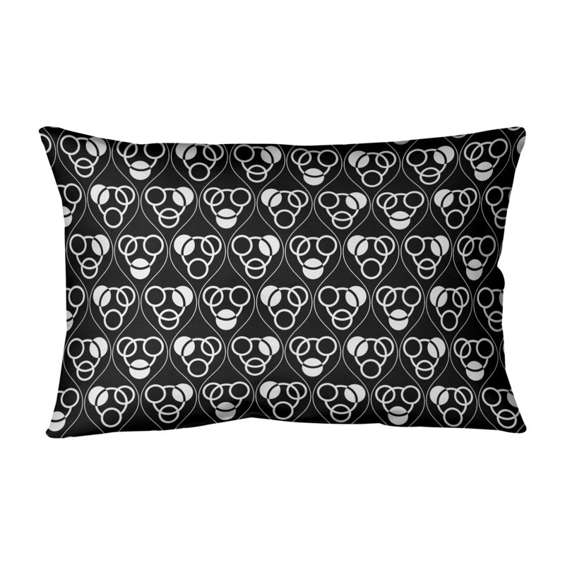 Coussin lombaire classique à motif de cercles Waves, Duvet / Plumes, H 14 po x l 20 po, Noir