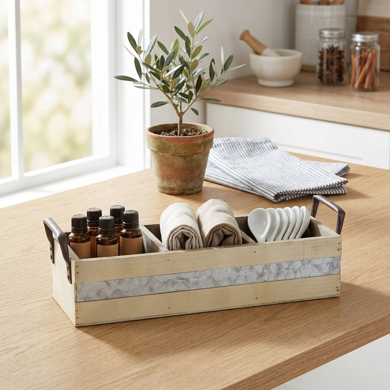 August Grove® Solid Wood Decorative Bin, White