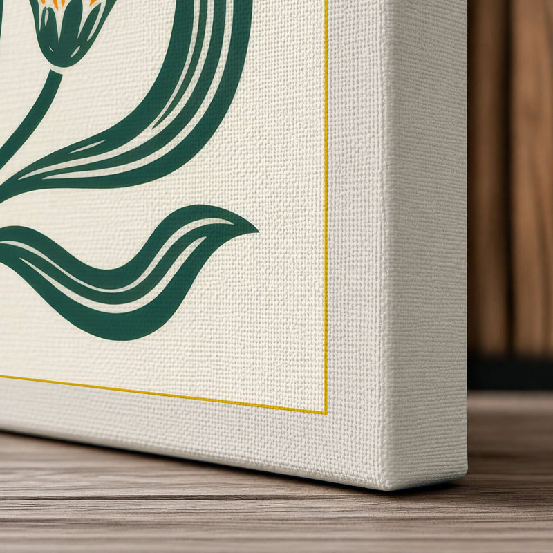 Sunburst Blooms Botanical - Wrapped Canvas, 30x20 - 76.2 x 50.8 cm, Cream Border