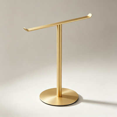 Gold T-Shape Hand Towel Stand for Bathroom and Kitchen, Fingertip Towel Holder Organizer with Anti-Scratch Base, Sturdy Stainless Steel Display Rack for Hand Towels and Washcloths