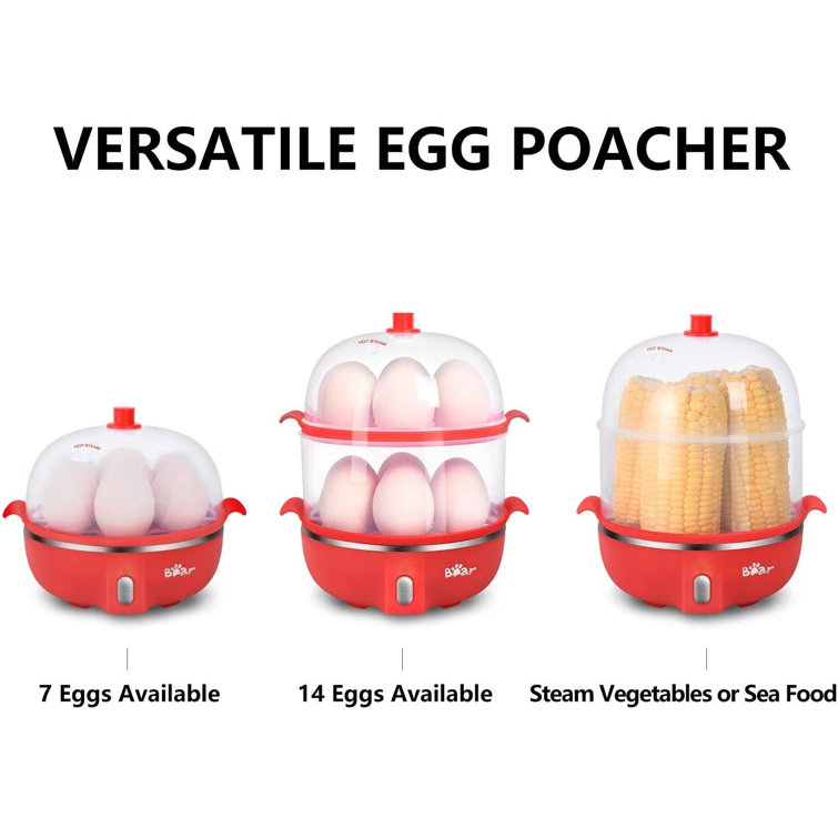 Bear 14 Egg Cooker, Electric Egg Boiler Maker & Poacher for Hard Boiled  Scrambled Omelets Poached Eggs Steamed Vegetables Dumplings with Egg  Piercer 