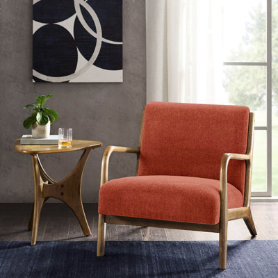 Méridienne confortable avec structure en bois massif et structure en tissu d'ameublement texturé rembourrée de mousse haute densité de style Mid-Century