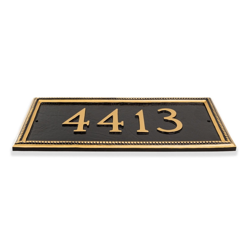 Verona 1-Line Wall Address Plaque, Black / Gold