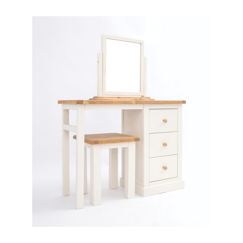 Dressing Table with Mirror, Off White