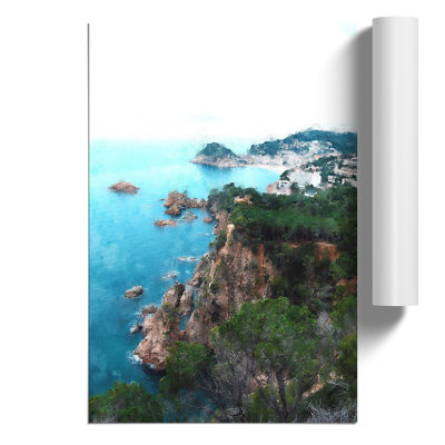 View of the Coasta Brava in Spain Painting - Frameless Print