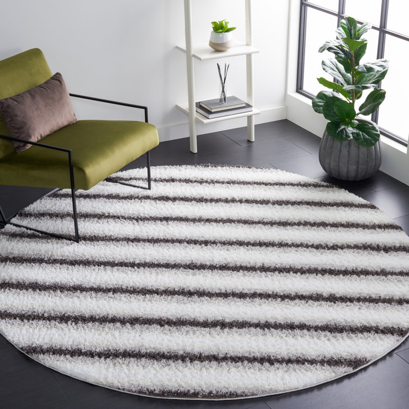 Berber Shag Performance Striped Rug, Round 7'