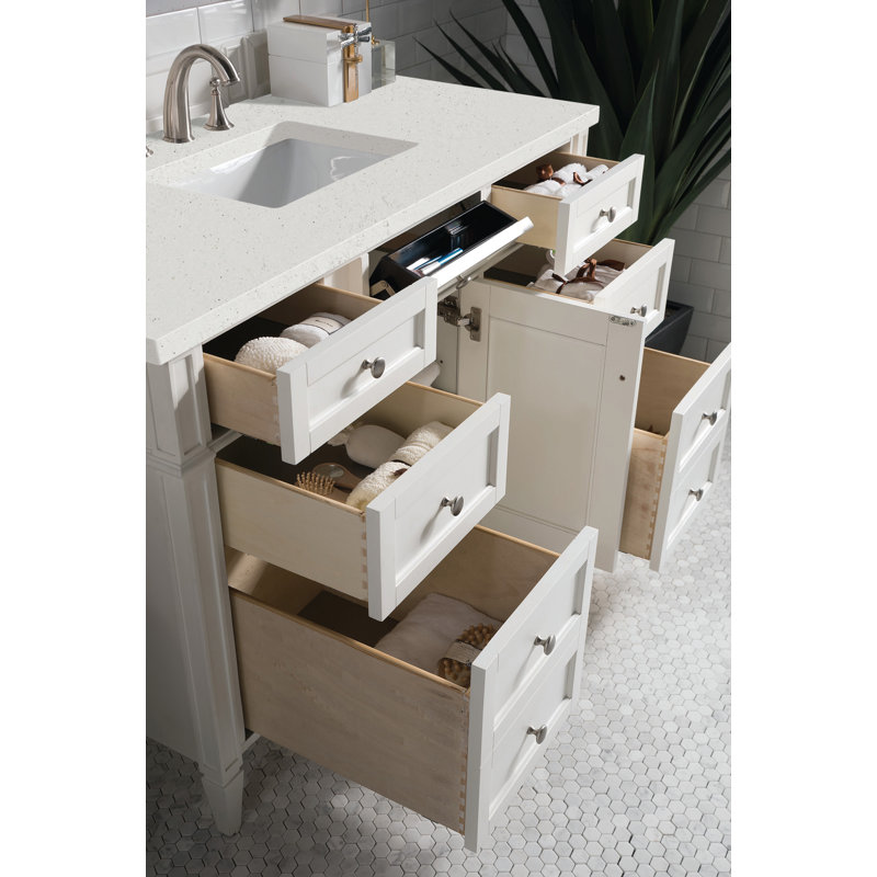 Brittany 48'' W Single Vanity, Bright White, Ethereal Noctis, 8" Widespread