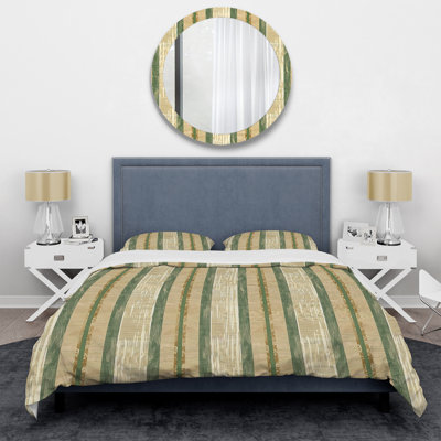 Gold Green Stripes IV - Stripes Duvet Cover Set