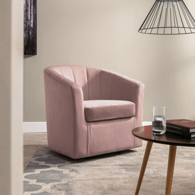 Fauteuil demi-tonneau pivotant en velours de 30,7 po de largeur Cœur