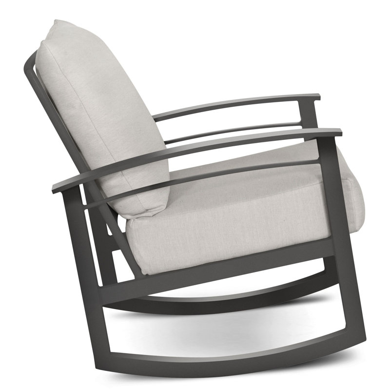 Outdoor Rocker Chair, Weathered Teak, Light Gray