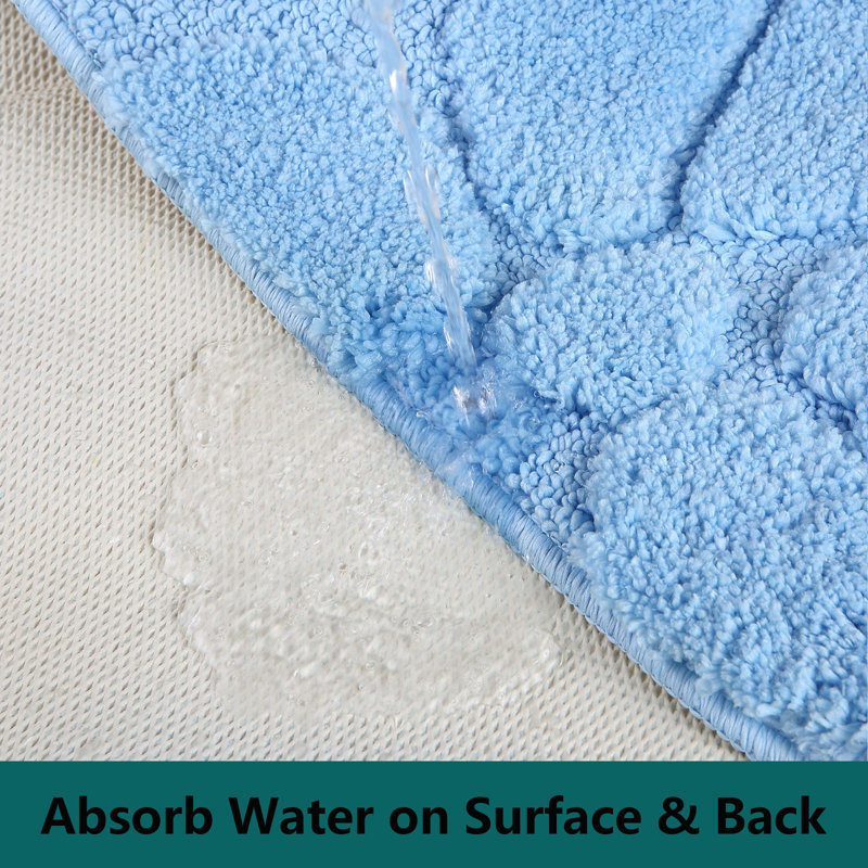 Tapis ultra doux en microfibre absorbant l'eau, lavable à la machine, Bleu, L 30 po x l 18 po