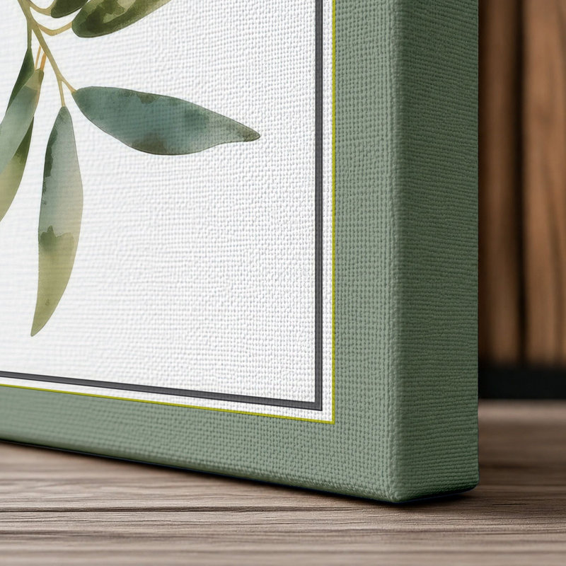 Olive Branch Botanical - Wrapped Canvas, 18x12 - 45.7 x 30.5 cm, Sage Border