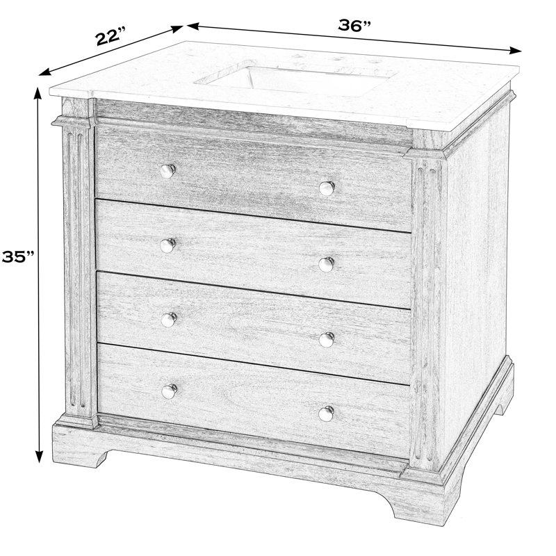 Hanson 36" Single Bathroom Vanity Set, Brown