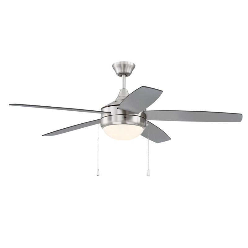 52'' Ceiling Fan with LED Lights, Brushed Polished Nickel/Walnut