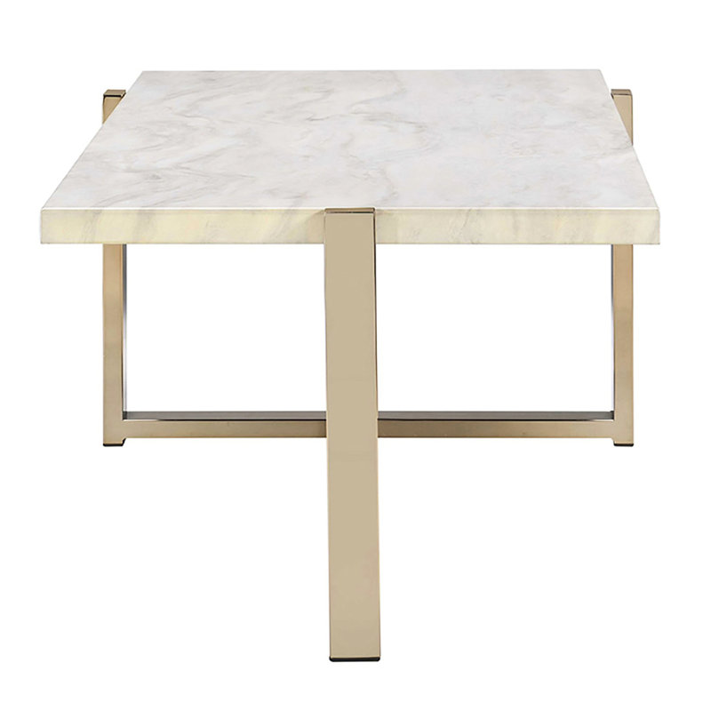Table d'appoint contemporaine blanche et champagne à usage professionnel