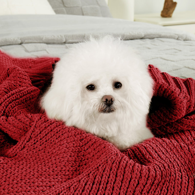 Jeté Chunky Knit, Rouge, L 50 po x L 60 po