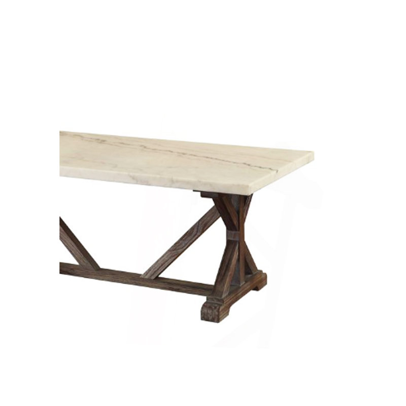 White Marble Top & Weathered Espresso Coffee Table