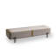 Banc minimaliste moderne en bois massif et cuir pour chambre et entrée-777834258
