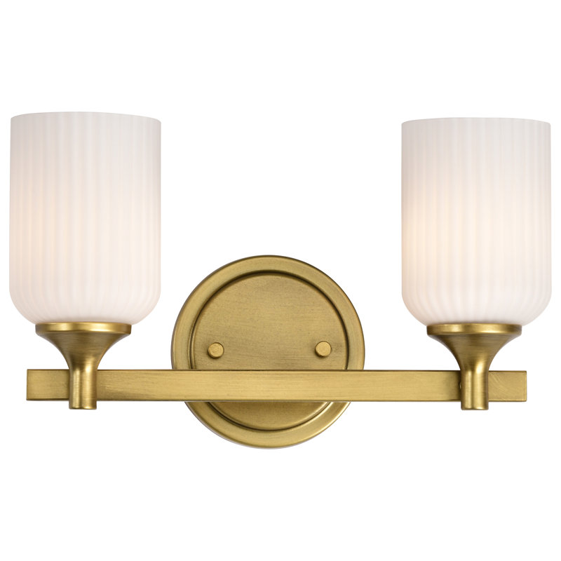 Meuble-lavabo Solara, 13,38 po de largeur, Laiton naturel, Deux lumières