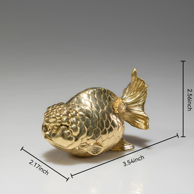 Statue de poisson en laiton Fortune - Décoration artisanale exquise faite à la main, Doré