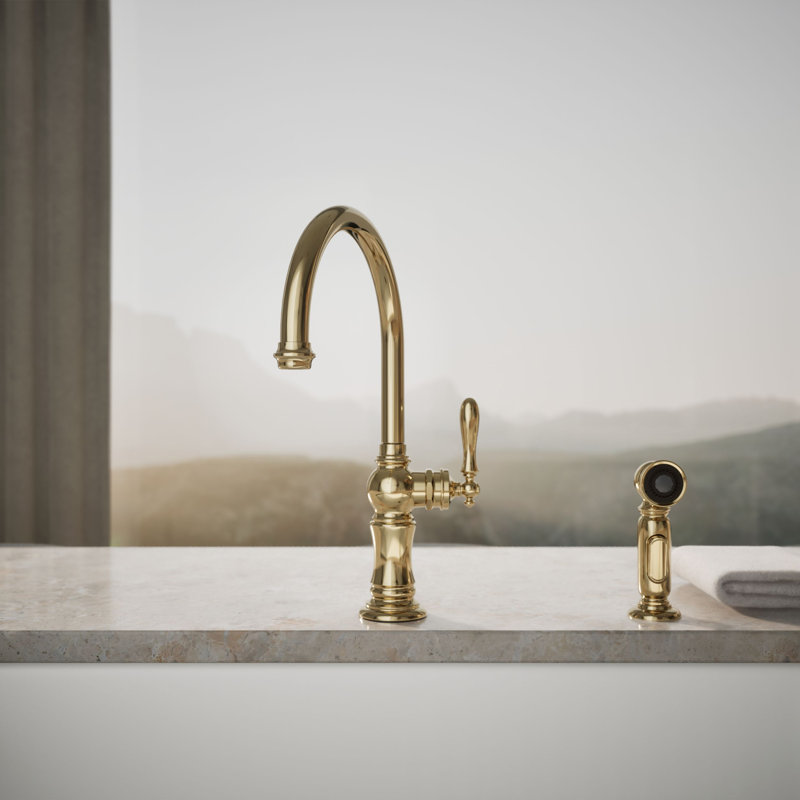 Artifacts® Bar Faucet with Swing Spout and BerrySoft™, MasterClean™, and ProMotion™, French Gold