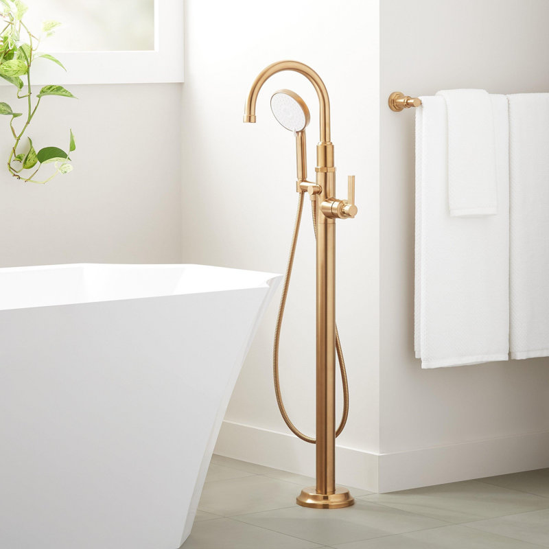 Signature Hardware Greyfield Freestanding Tub Filler without Rough in Valve, Brushed Gold