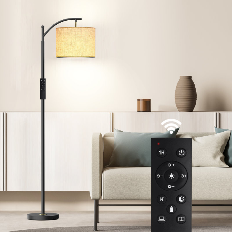 Kyeria Arc/Arched Floor Lamp with Remote Control and Smart Bulb Included, Black