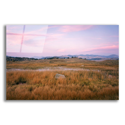«Morning Light, Rock and Grasses - Yellowstone» par Jim Becia, art mural en verre acrylique, 24 po x 16 po
